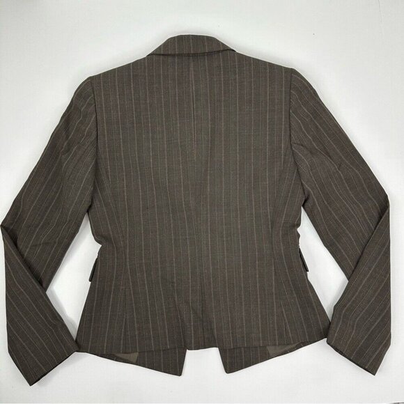 Tahari ASL Women's Brown and Tan‎ Pinstripe One Button Preppy Blazer 4/35.25" - Picture 8 of 14